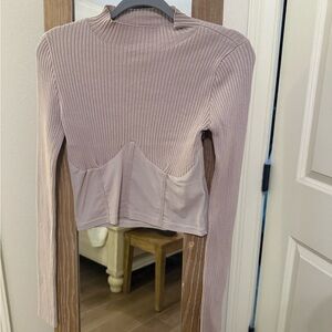 Hera Collection Ribbed Crop Top in Soft Mauve